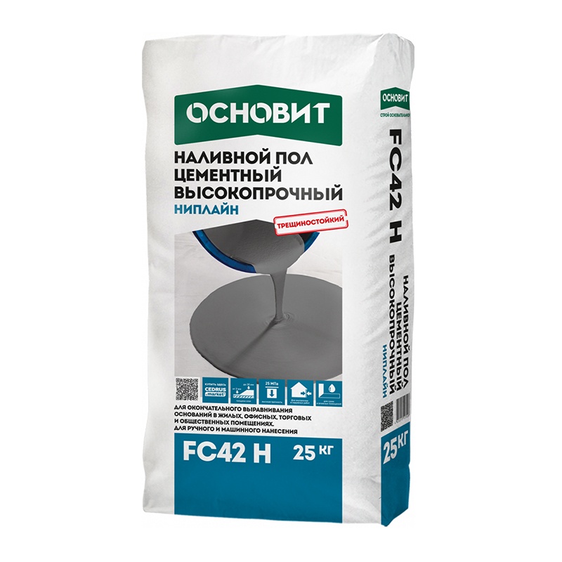Наливной пол Основит Ниплайн FC42 (Т-42) высокопрочный, 25 кг