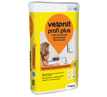 Клей плиточный улучшенный беспылевой Vetonit profi plus, 25 кг