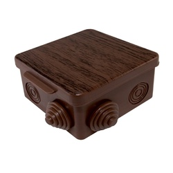 Коробка разветвительная о/у 100х100х55 мм, 8 вводов, темное дерево IP54