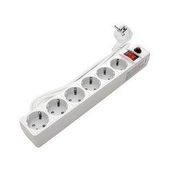 Фильтр сетевой 6 гнезд 967U-3001, ПВС 3х0,75, 2200Вт, 10А, 1,8м, белый